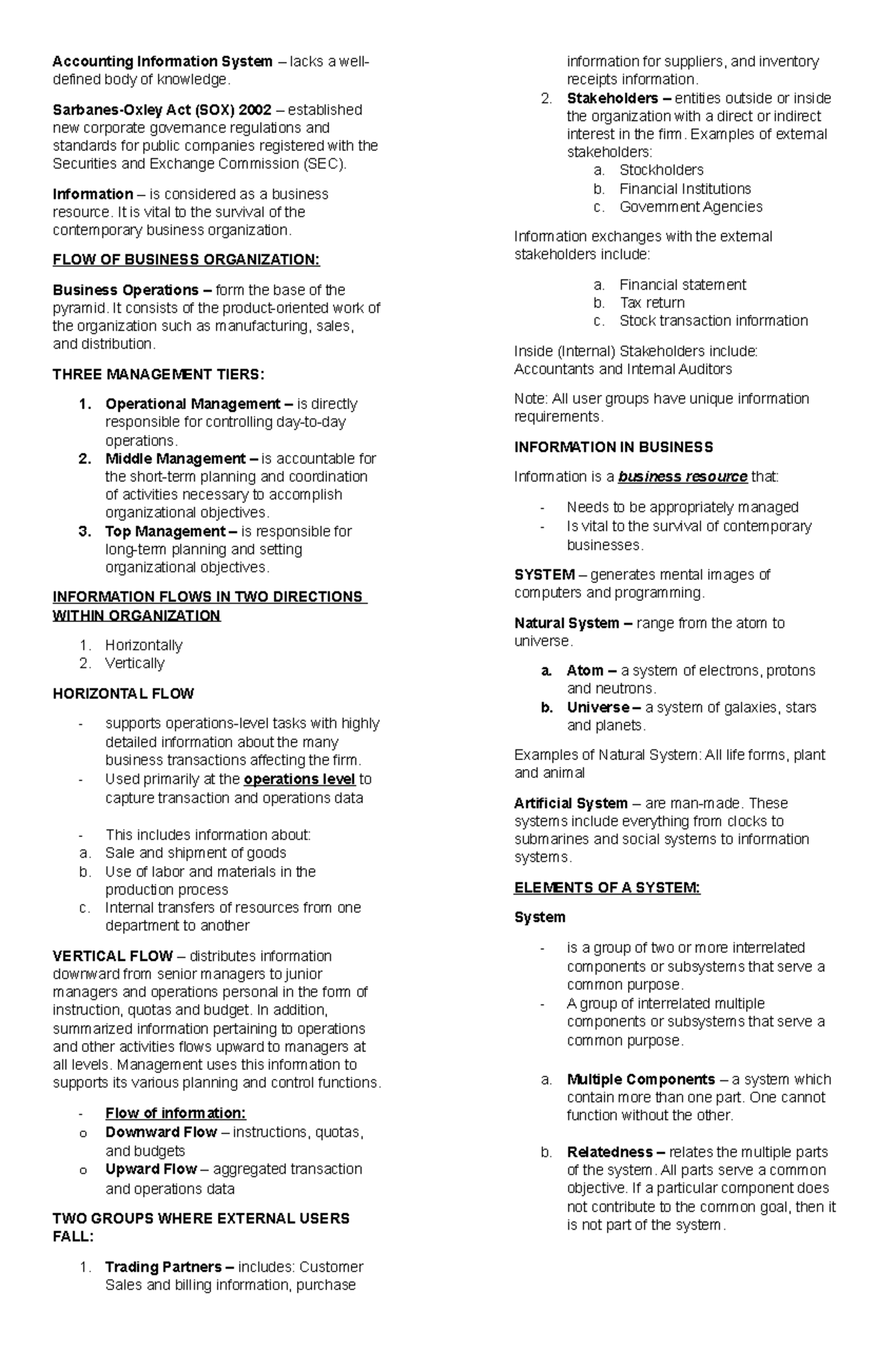 Accounting Information System - Sarbanes-Oxley Act (SOX) 2002 ...