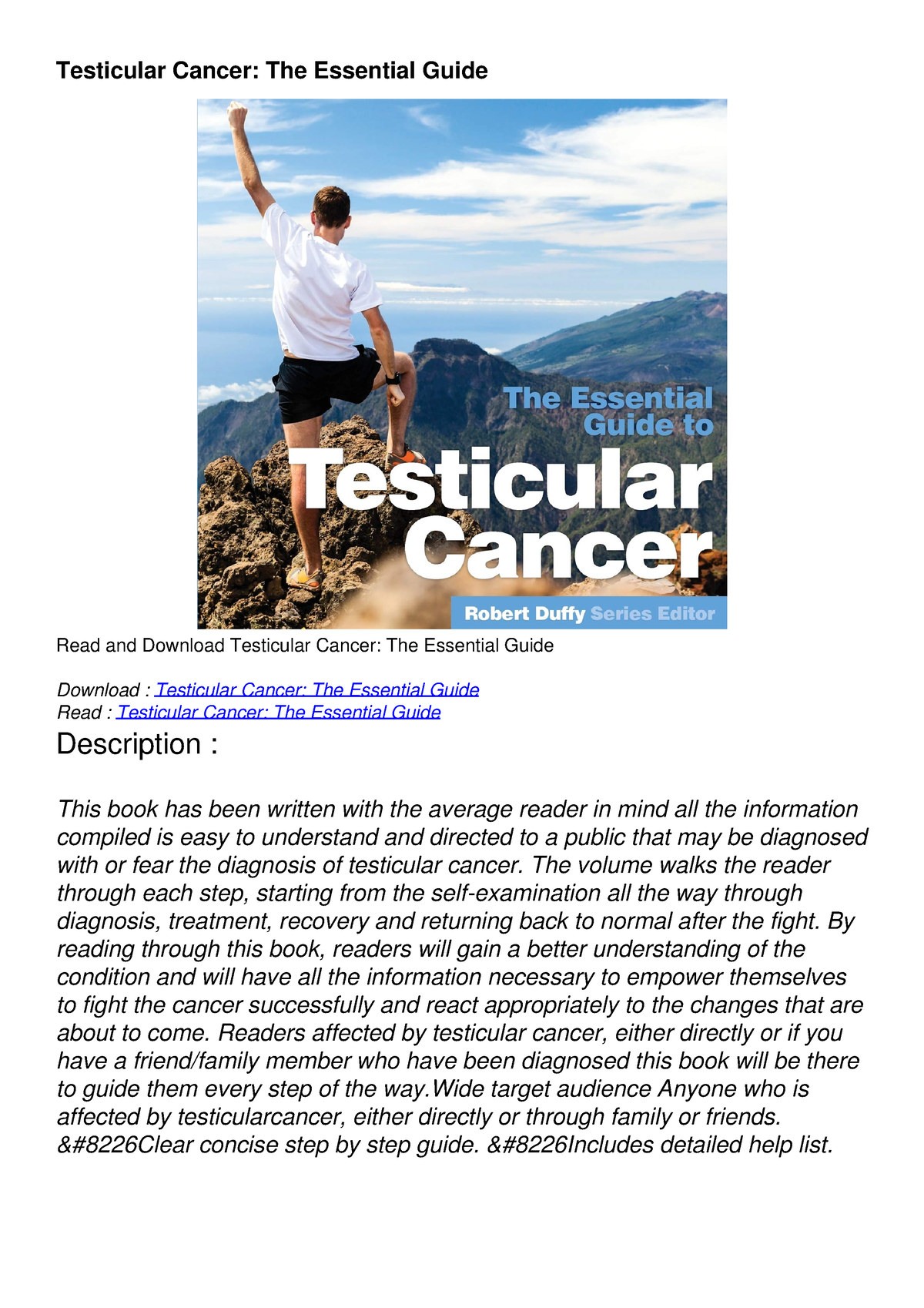 [READ DOWNLOAD] Testicular Cancer: The Essential Guide - Testicular ...