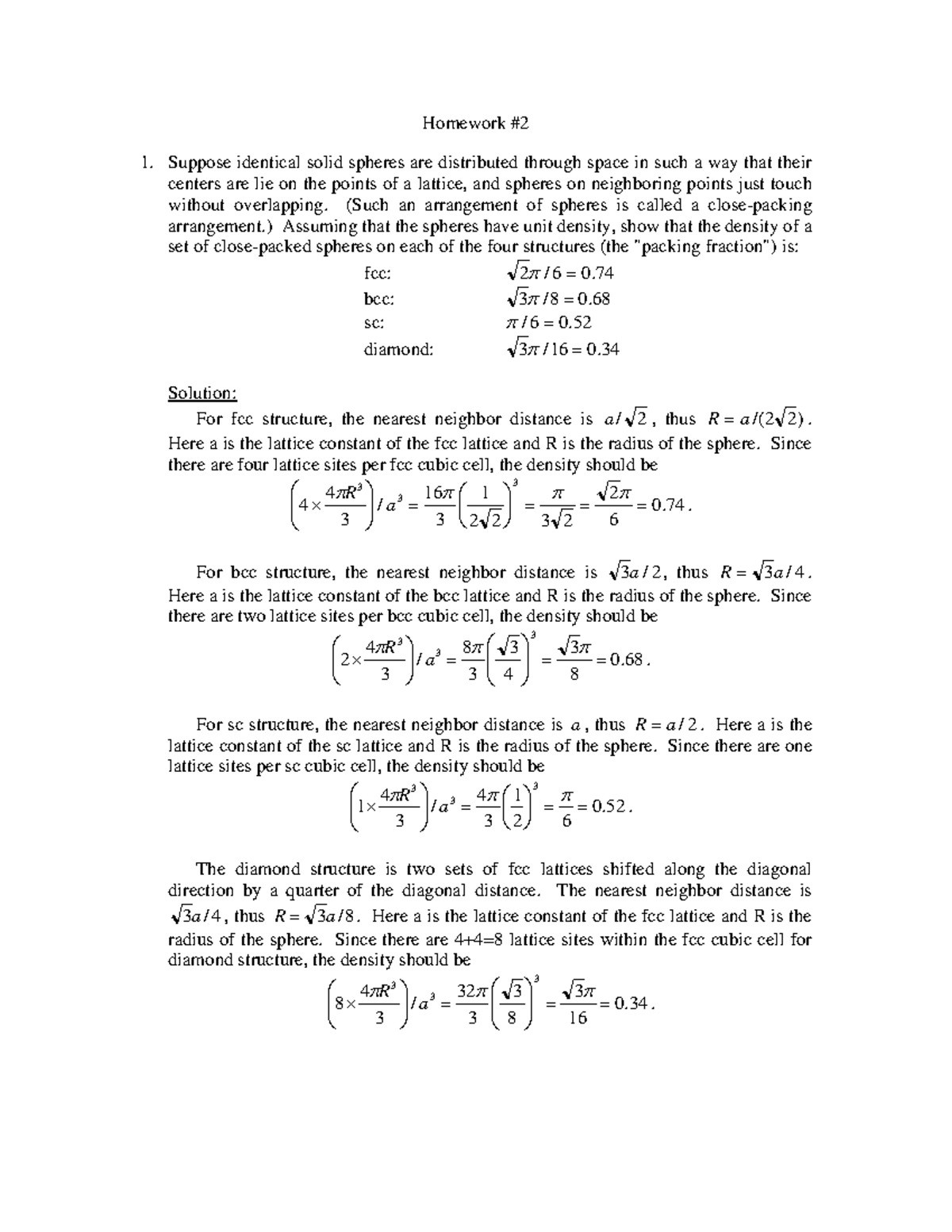 HW-2-solution - Solution Of HW #2 - Homework # Suppose Identical Solid ...