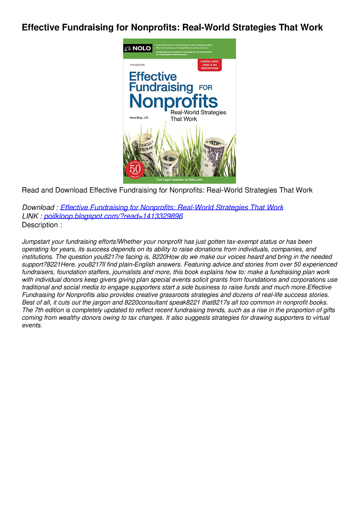 [PDF] DOWNLOAD FREE Effective Fundraising For Nonprofits: Real-World ...