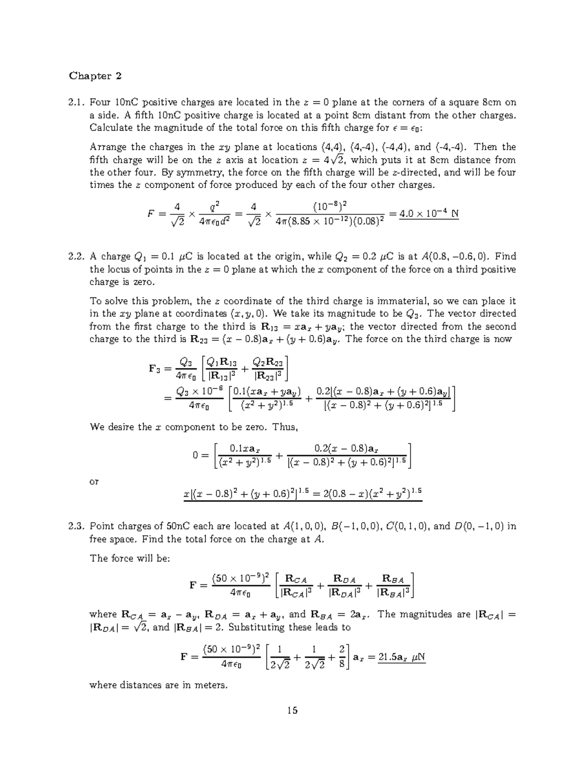 7elemagshaythappy - Chapter 2 Four 10nC positive charges are located in ...