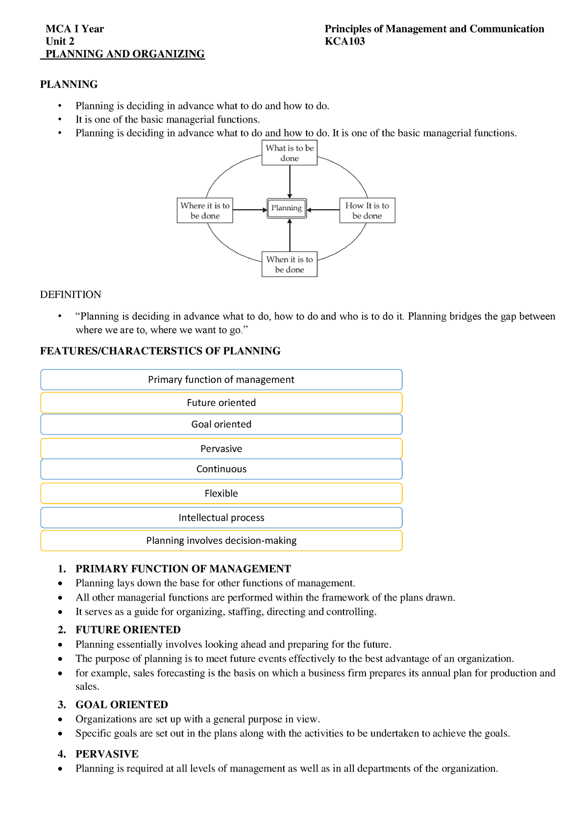 Management Unit-2 - MCA I Year Principles Of Management And ...