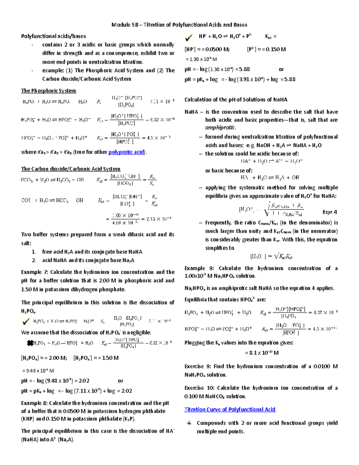 Module 5B Titration Curves for Polyfunctional Acids and Bases - Module ...