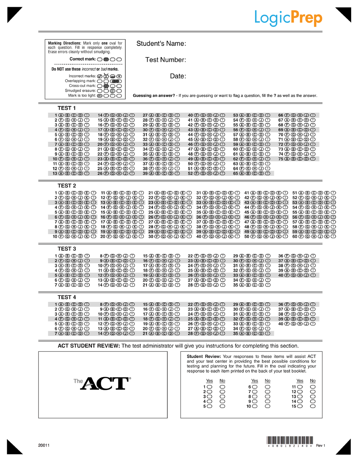 Act bubble sheet for students MAT 107 StuDocu