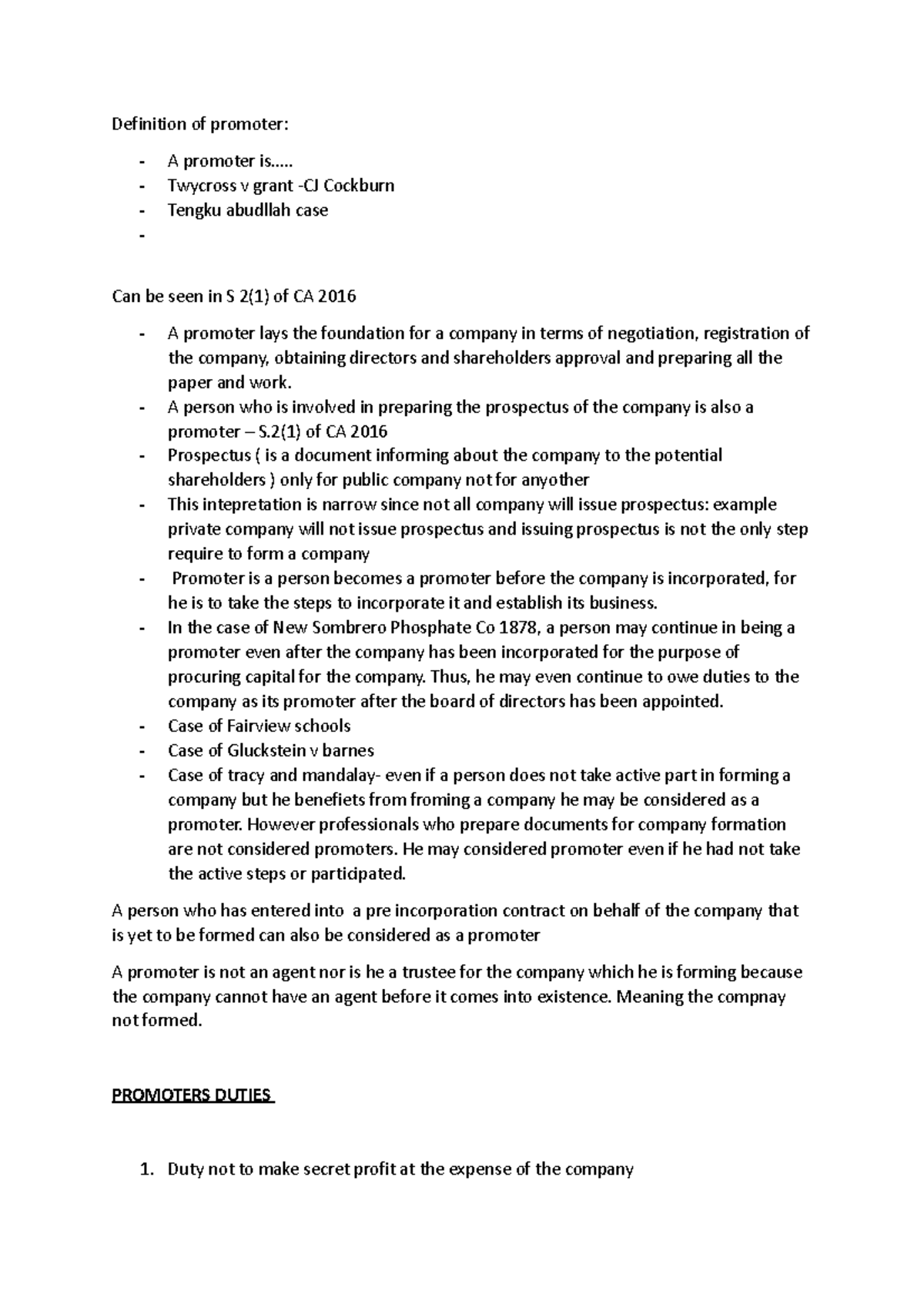 Document - company docuuuuuuuuuuu - Definition of promoter: - A ...