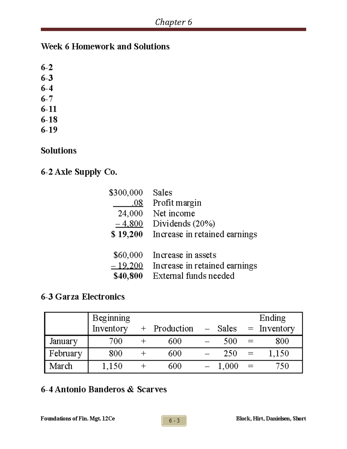 Chapter 6 Homework Amd Solutions B - Week 6 Homework And Solutions 6- 6 ...