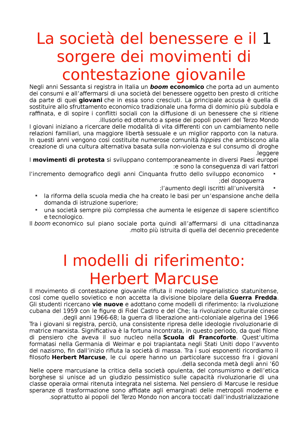 Il '68 - Brevi Appunti - La Società Del Benessere E Il 1 Sorgere Dei ...