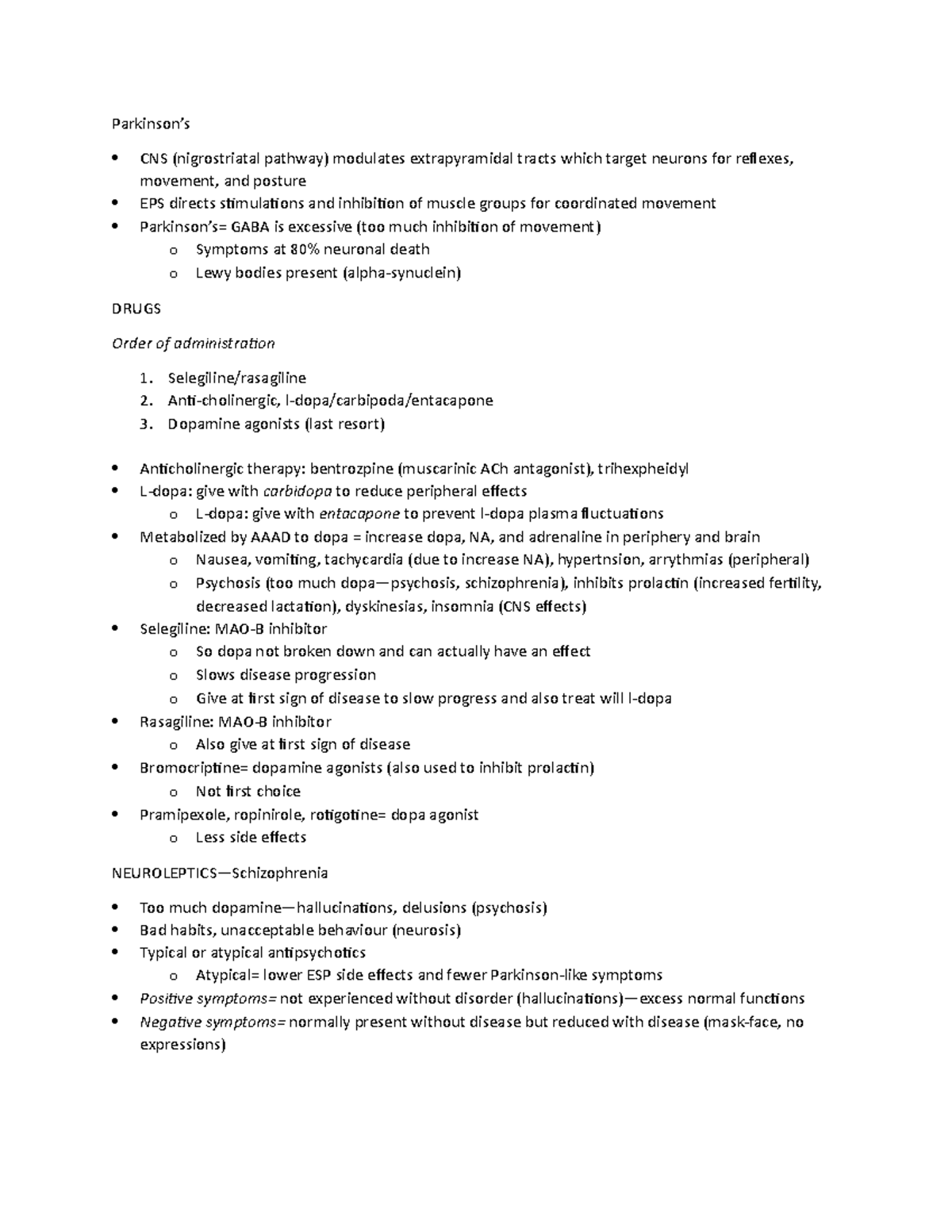 Drug summaries - drug classes and drugs under each category-for midterm ...