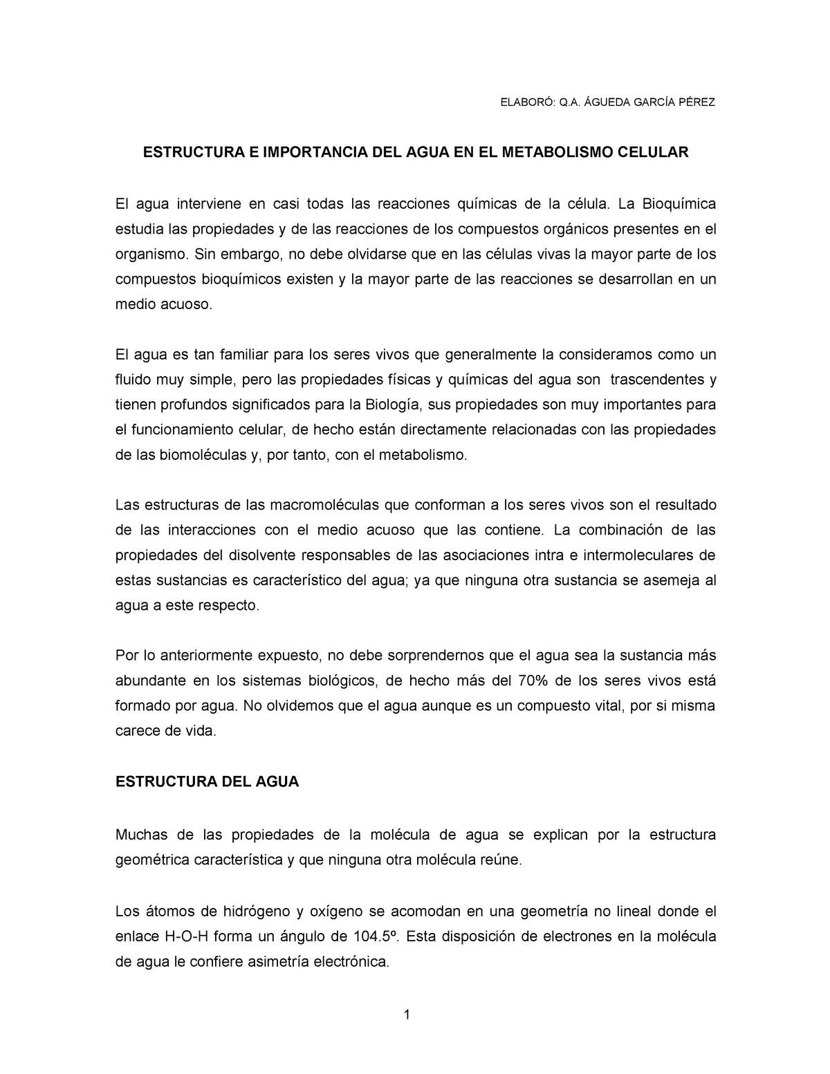 Apuntes Tema 2 Estructura E Importancia Del Agua En El