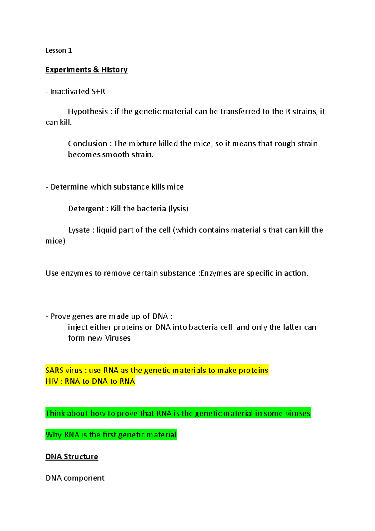 L1 (notes) - Basic science - Lesson 1 Experiments & History Inactivated ...