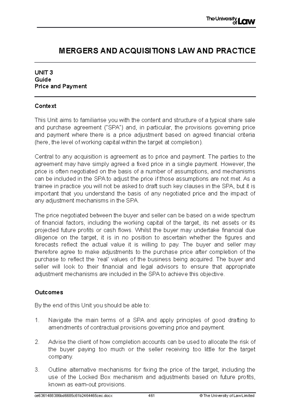 2122 macq ws03 ce01 guide - MERGERS AND ACQUISITIONS LAW AND PRACTICE ...