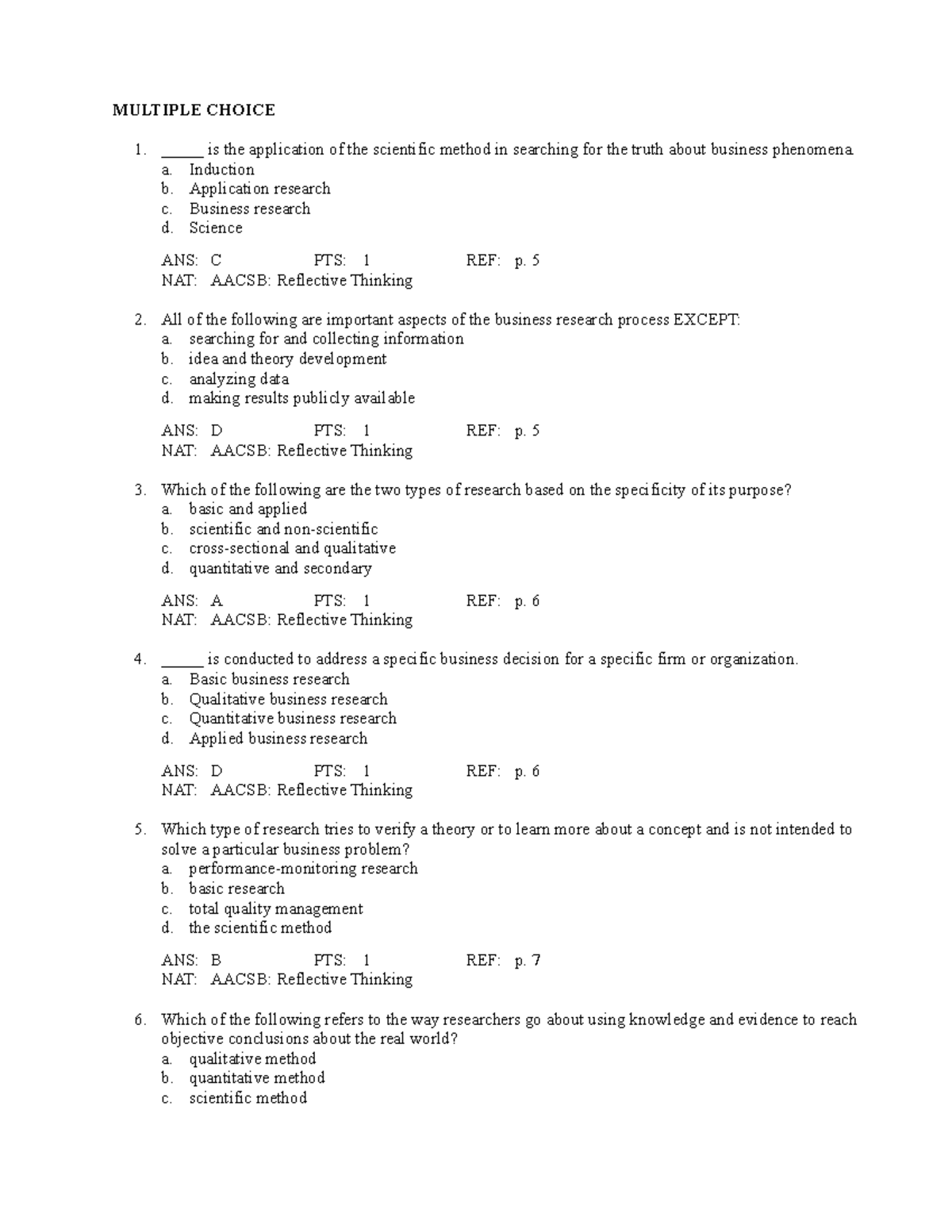 a research is based on mcq