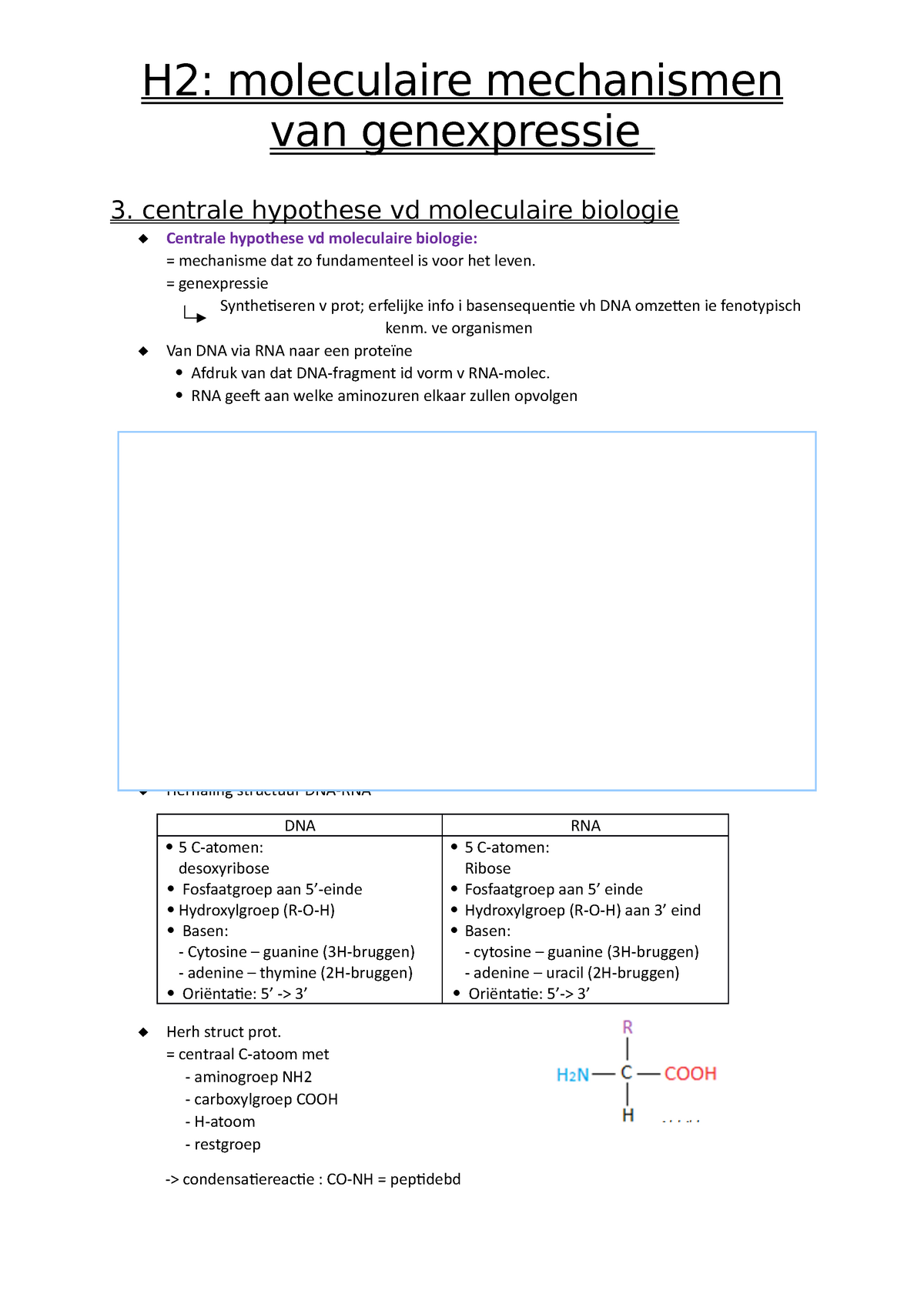 H2 Moleculaire Mechanismen Van Genexpressie - Centrale Hypothese Vd ...