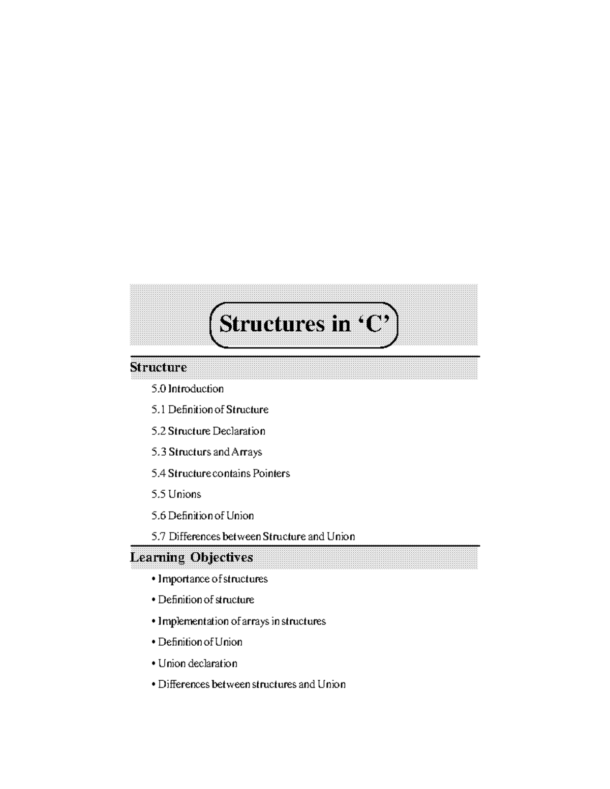Structures in ‘C’ - UNIT 5 Structures in ‘C’ Structure 5 Introduction 5 ...