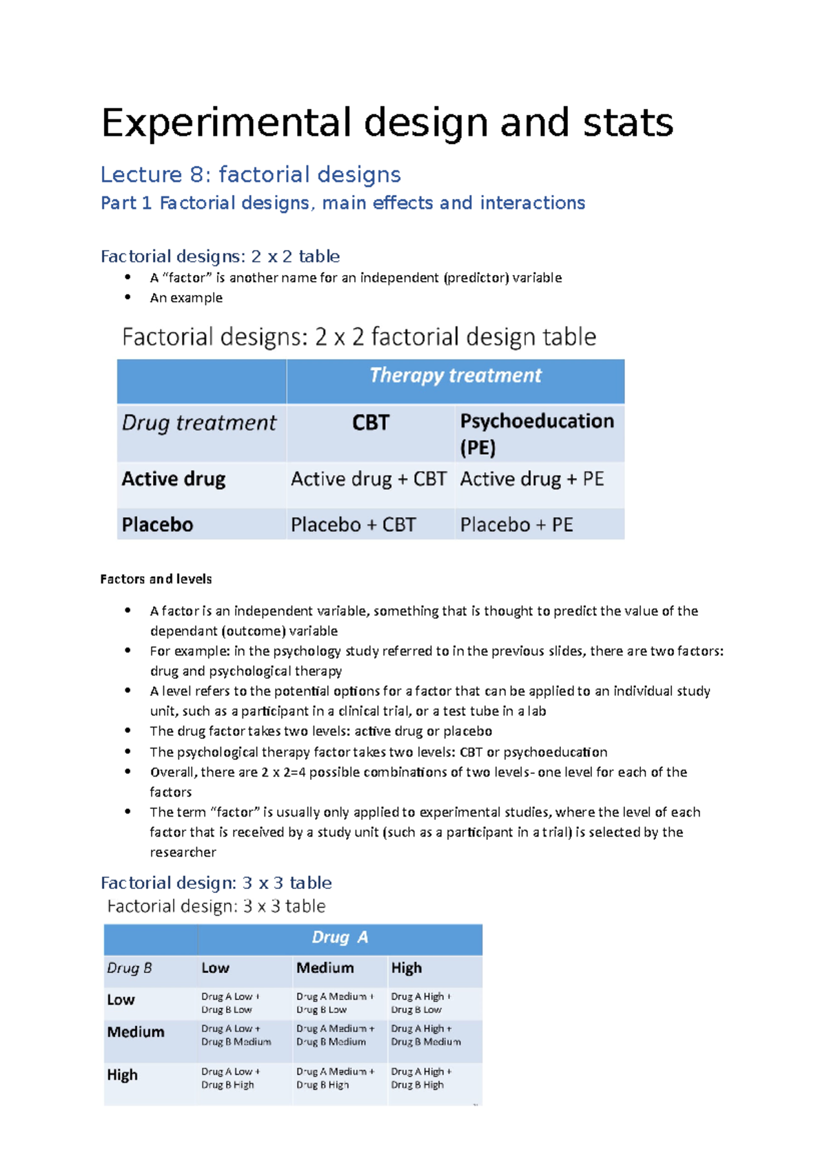 Lecture 8 Factorial Designs - Experimental Design And Stats Lecture 8 ...