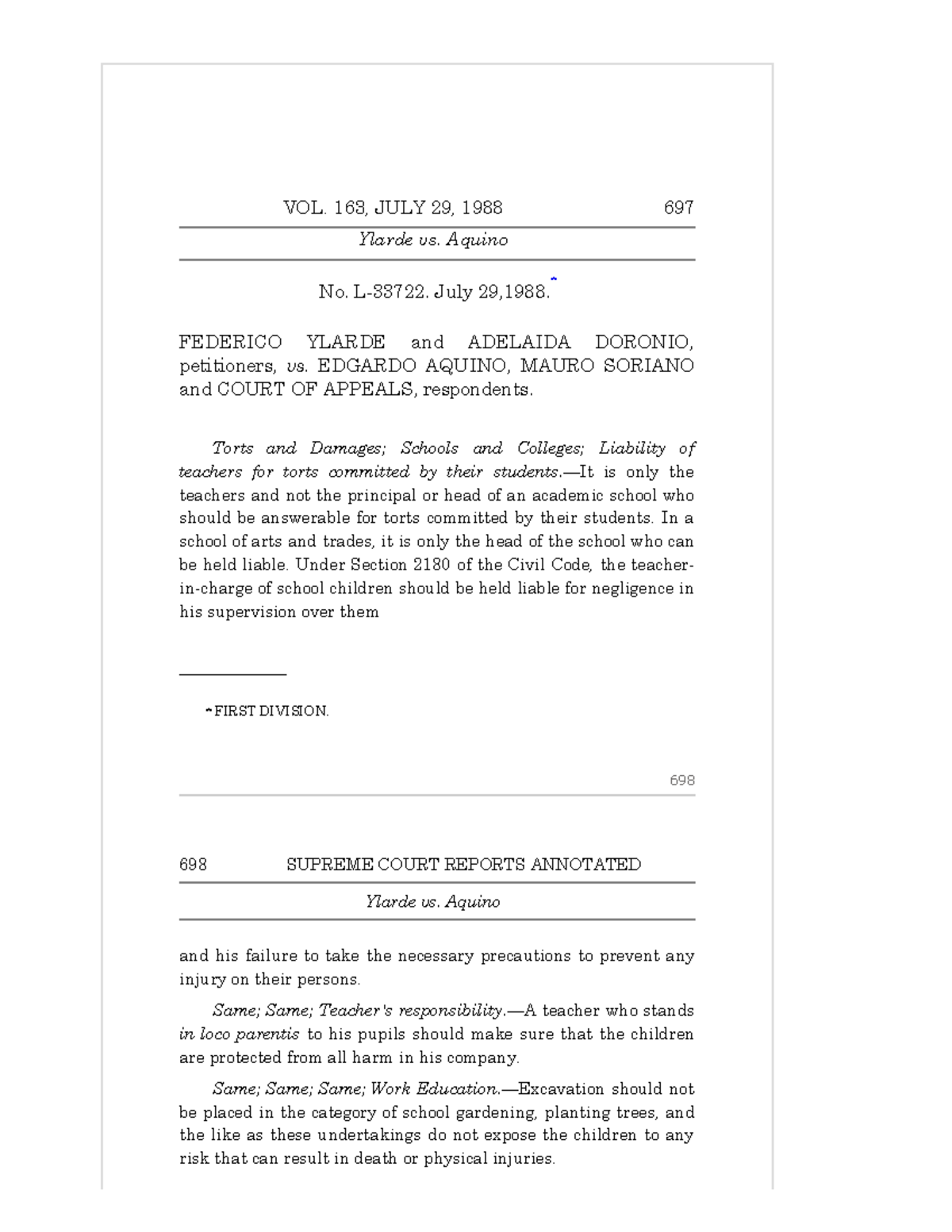 2. Ylarde Vs. Aquino G.R. No. L33722 July 29, 1988 - VOL. 163, JULY 29 ...