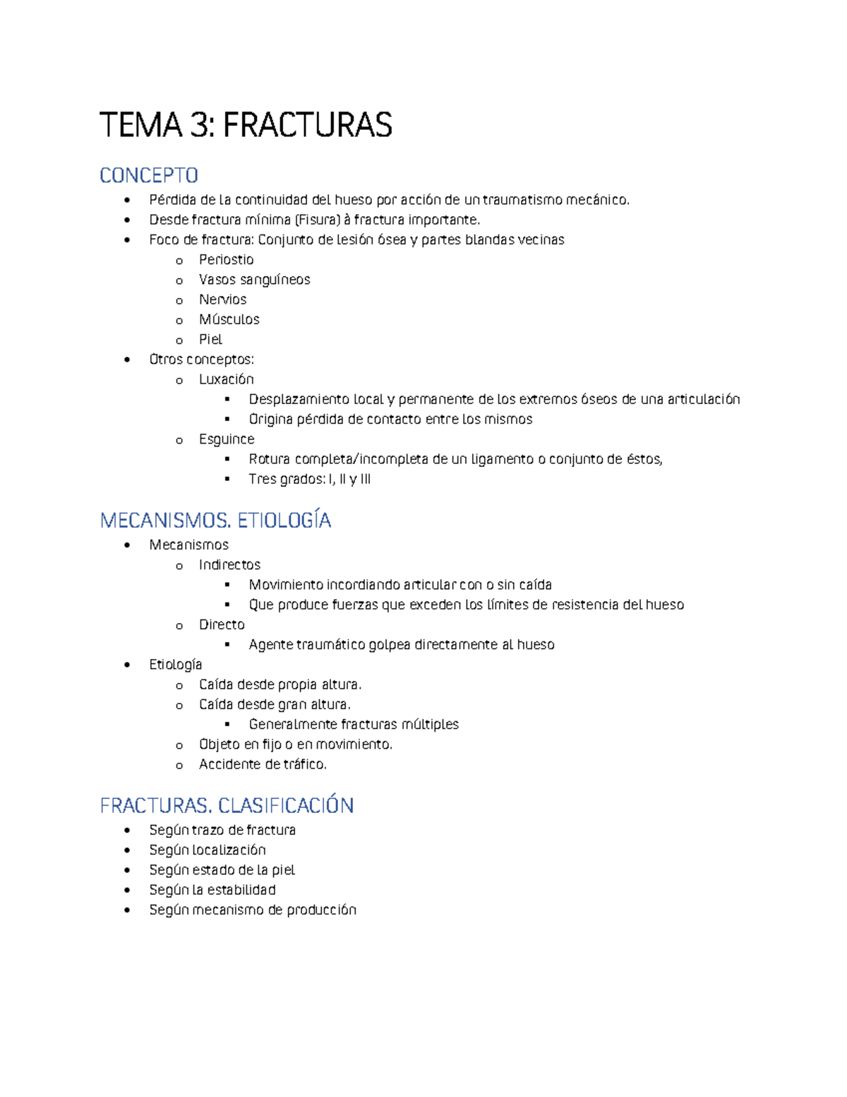 TEMA 3 ( Fracturas) - Apuntes - TEMA 3: FRACTURAS CONCEPTO PÈrdida De ...