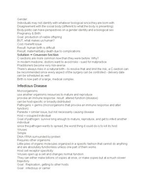 Biomed notes 1 - aronsen - Review of prologue + chapters 1 and 2 → a ...