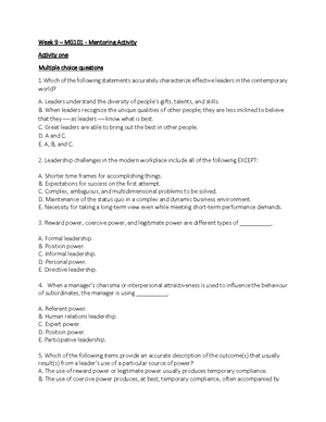 Assessment Task 1 - Answers - Assessment Task 1: Knowledge Test Q1 ...