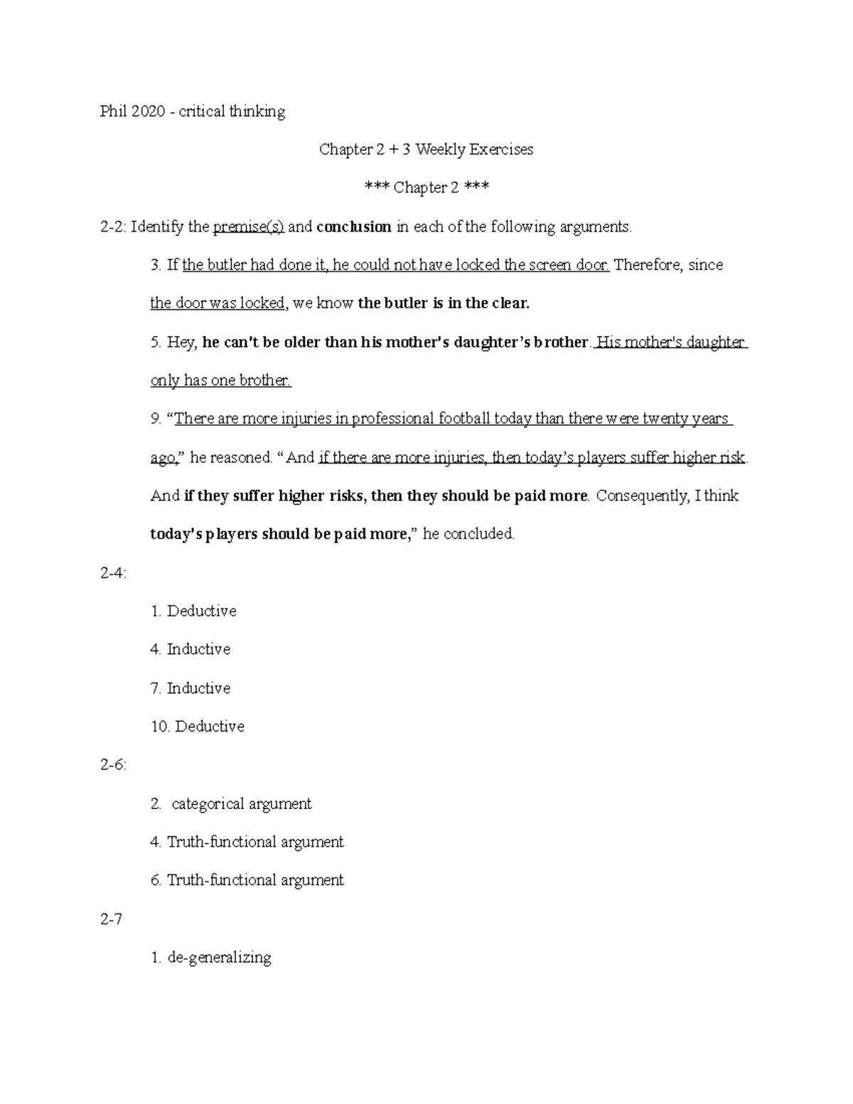 Phil 2020 Ch 2 And 3 These Are From The Critical Thinking 13th Edition Book Exercises As 8197