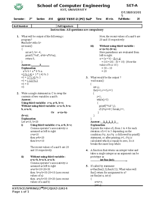 C programming Viva Questions - C programming Viva Questions Which type ...