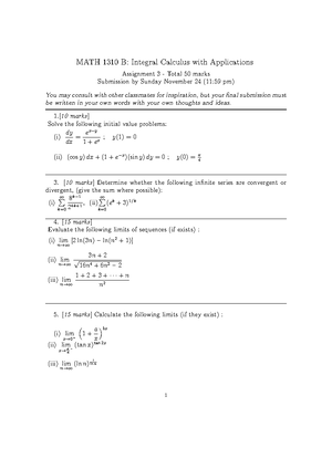Homework 2 - Work - MATH 1310 B: Integral Calculus with Applications ...