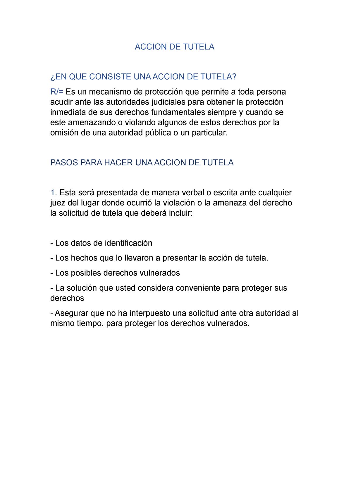 Accion De Tutela 2 - Espero Les Sirva - ACCION DE TUTELA ¿EN QUE ...