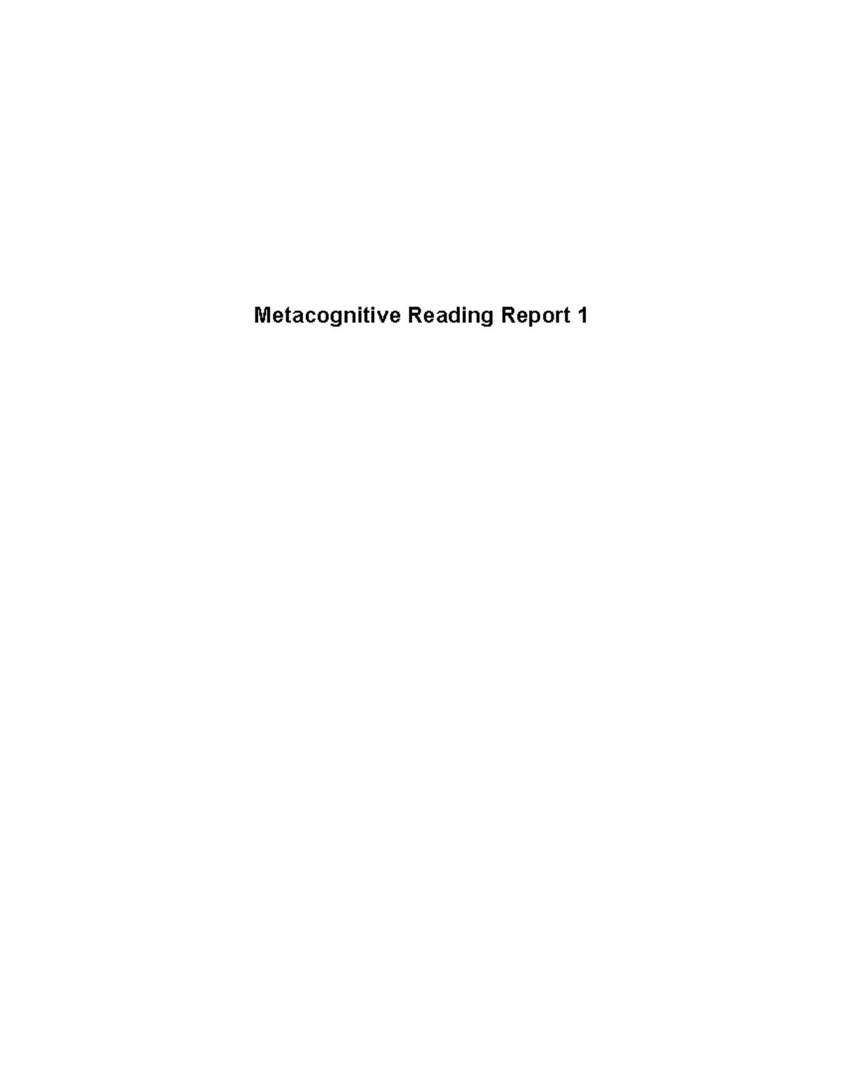 assignment 3 metacognitive reading report