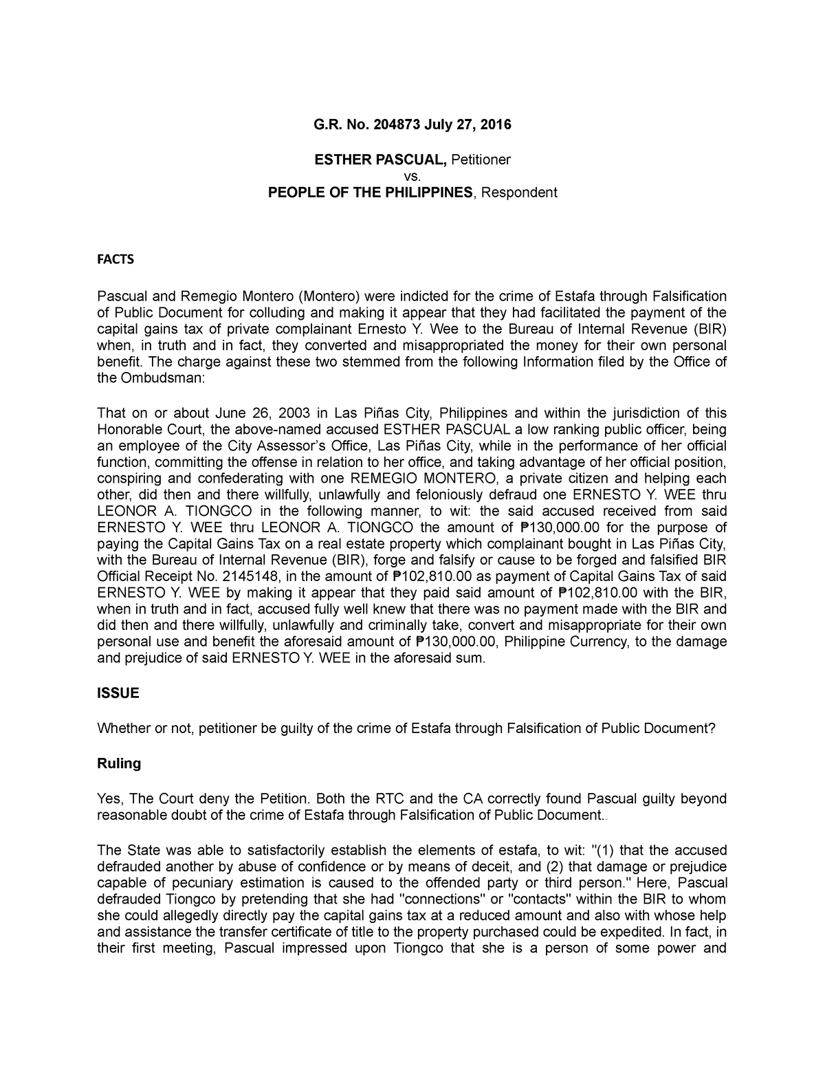 34. Pascual V. People of the Philippines - G. No. 204873 July 27, 2016 ...