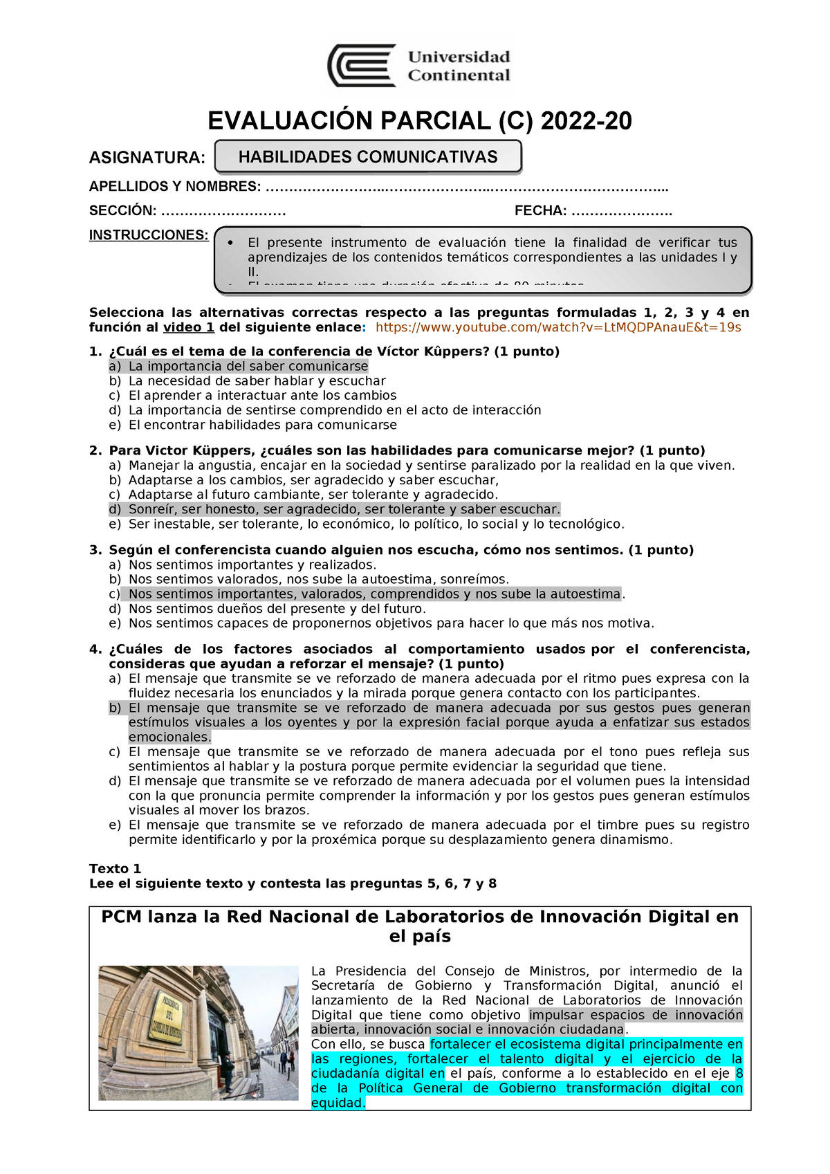 Modelo De Examen Parcial Habilidades - EVALUACIÓN PARCIAL (C) 2022 ...