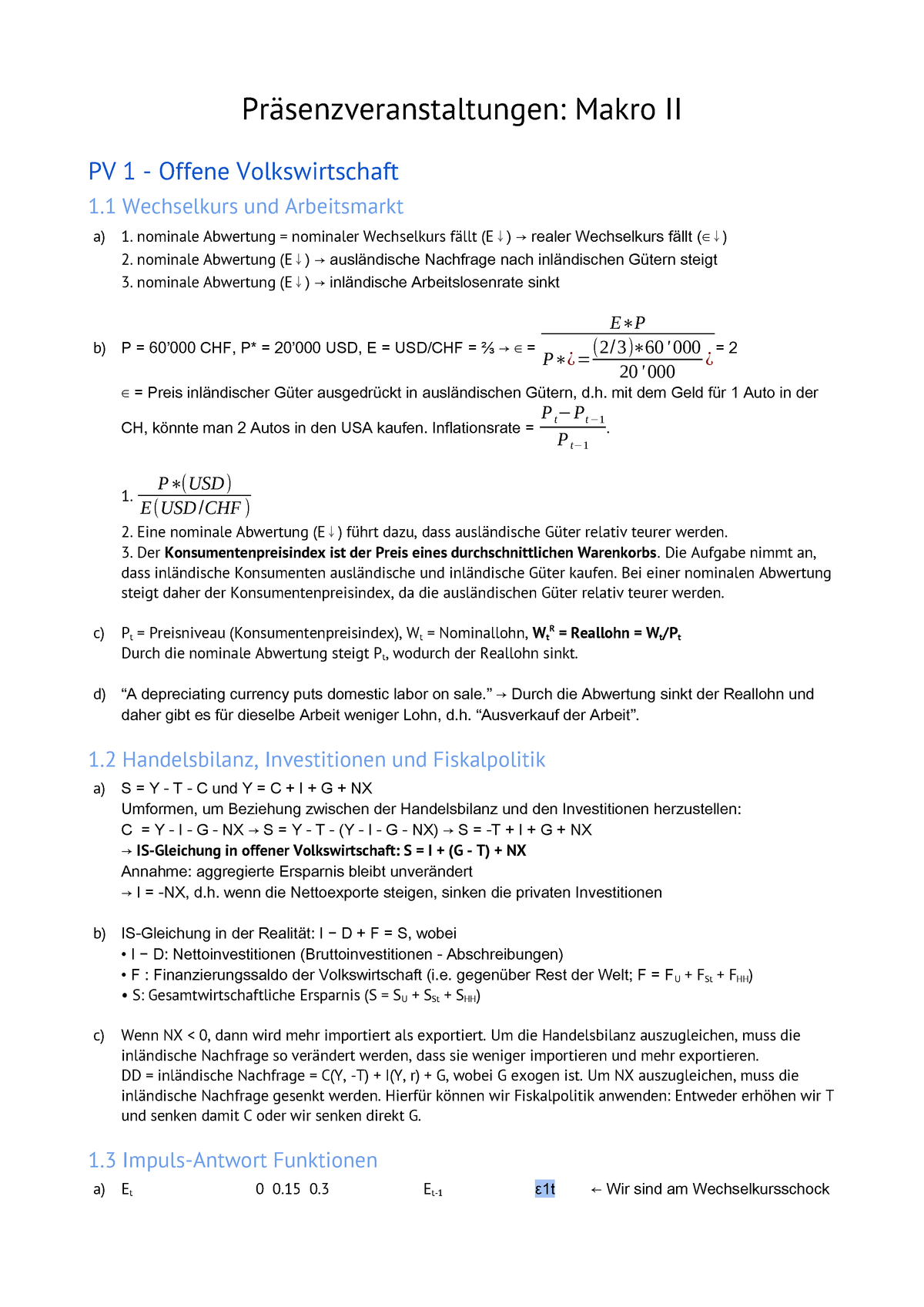 Exercises Makro Ii Sommersemester 17 Studocu