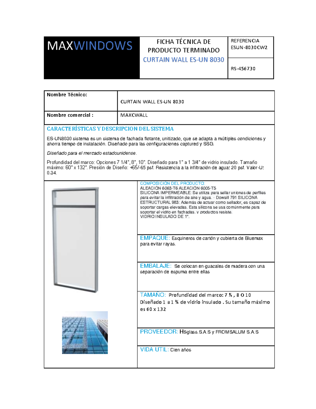 Ficha Técnica DE Producto Terminad IMA - MAXWINDOWS FICHA T.. DE ...