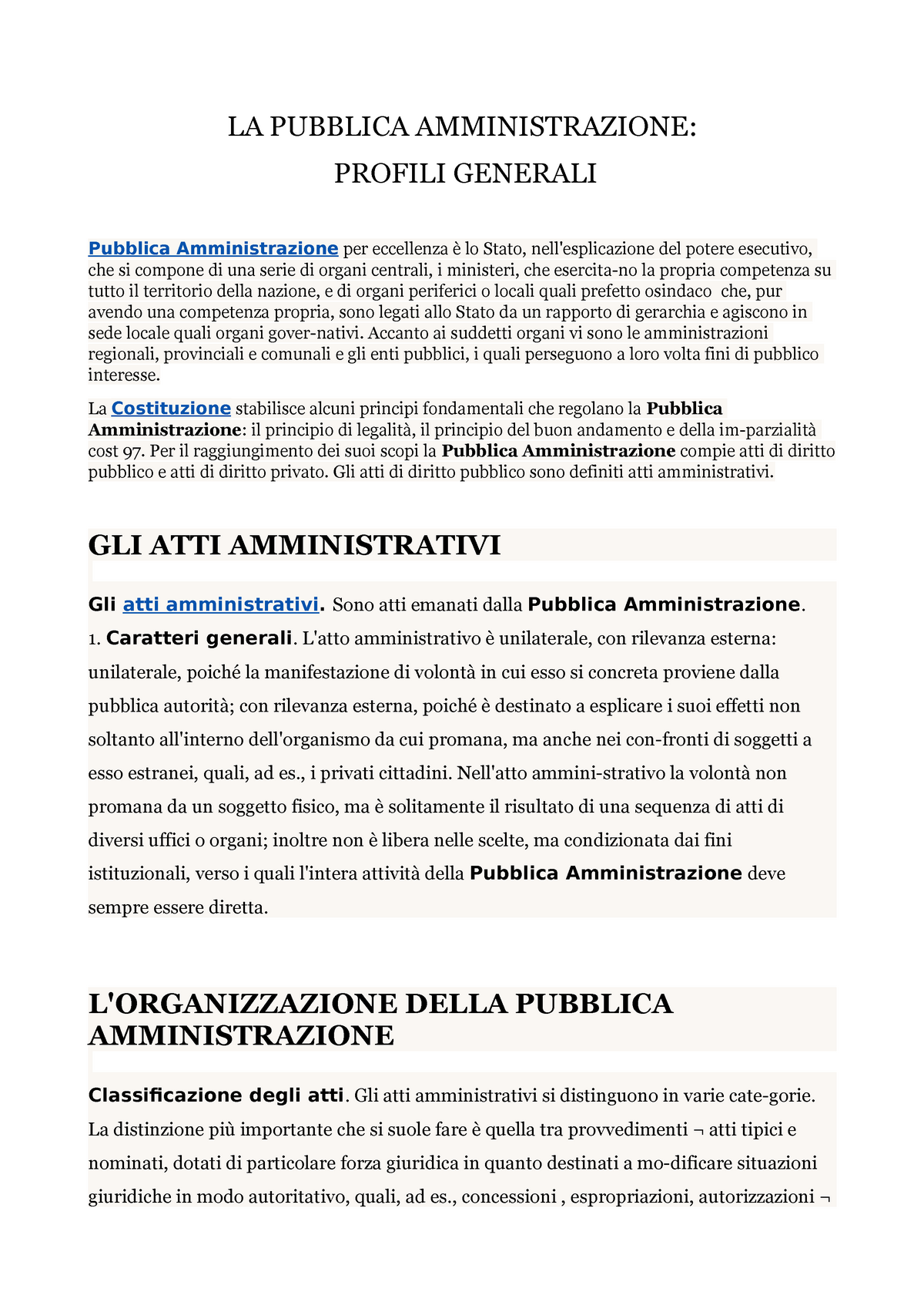 LA Pubblica Amministrazione: Profili Generali - Diritto Amministrativo ...