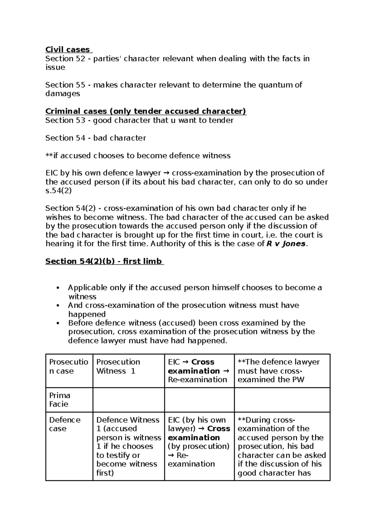 Evidence (Character) - Civil cases Section 52 - parties' character ...