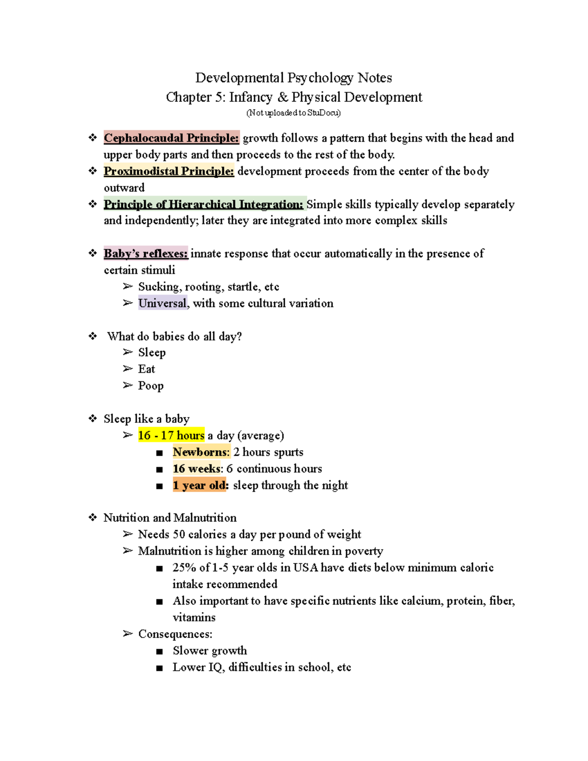 Infancy & Physical Development Notes - Developmental Psychology Notes ...