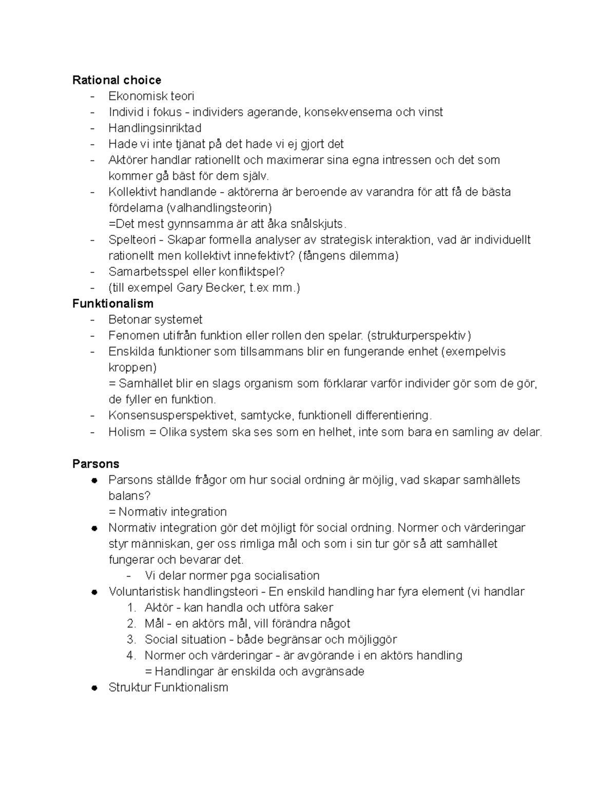 Korta Sammanfattningar - Rational Choice - Ekonomisk Teori - Individ I ...