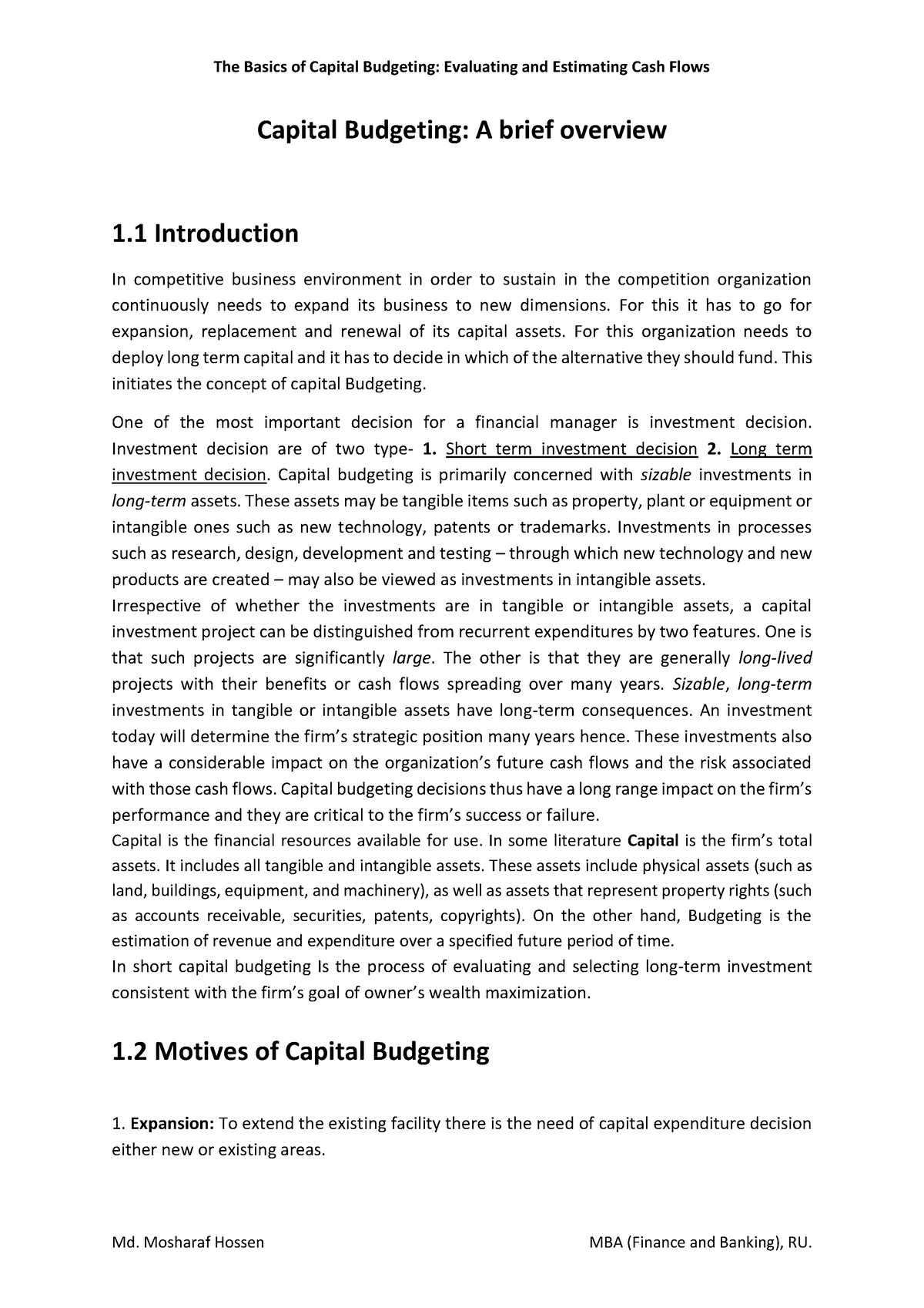 literature review on capital budgeting