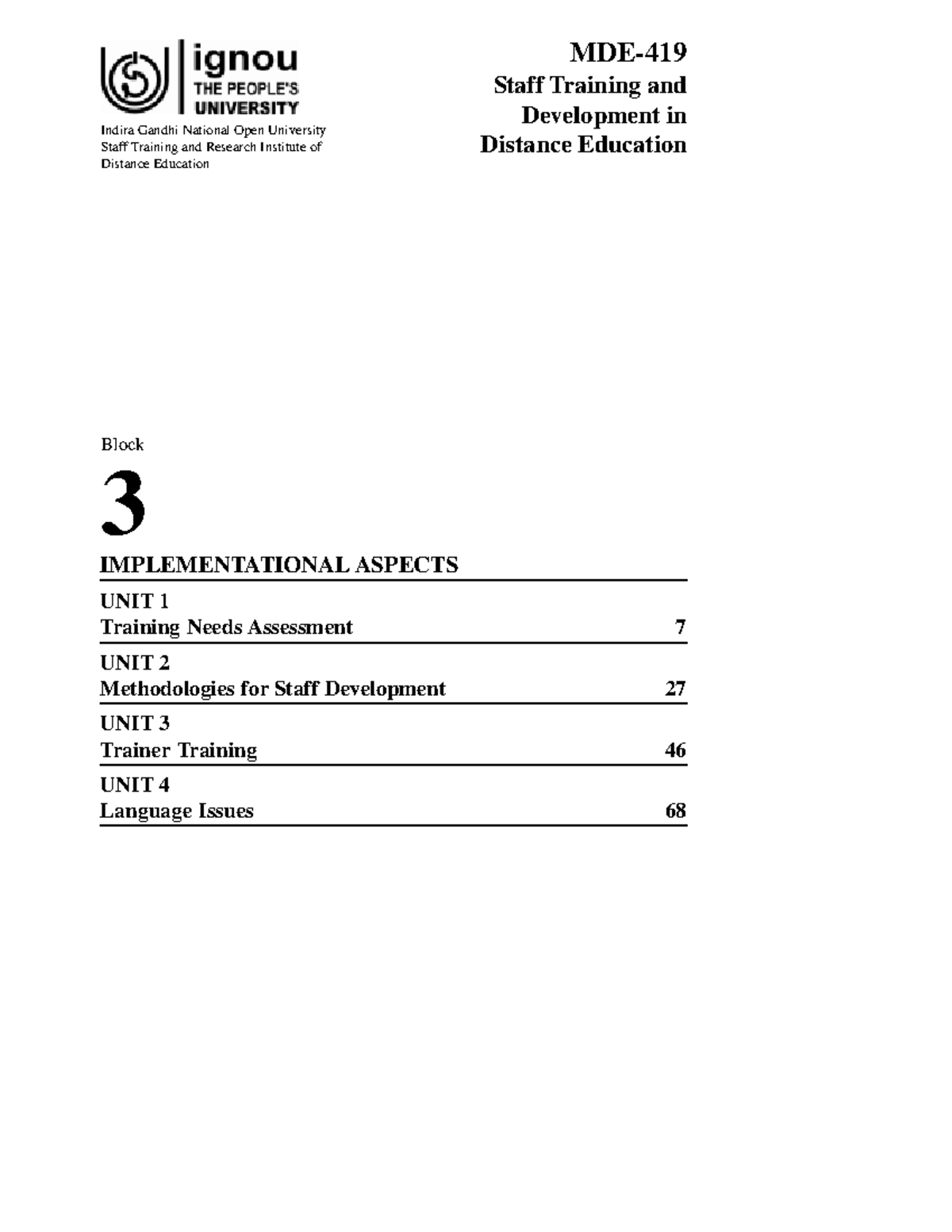 Block3 MKNKJ MDE Staff Training and Development in Distance
