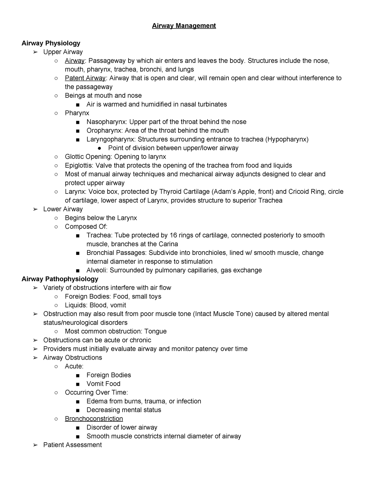 Chapter 09 - Airway Management - Airway Management Airway Physiology ...