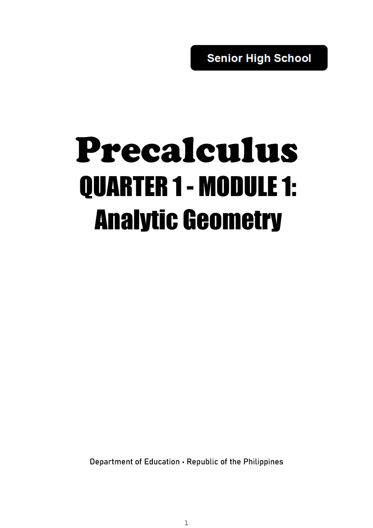 Pre Calculus 1 - Practice test - Precalculus Department of Education ...