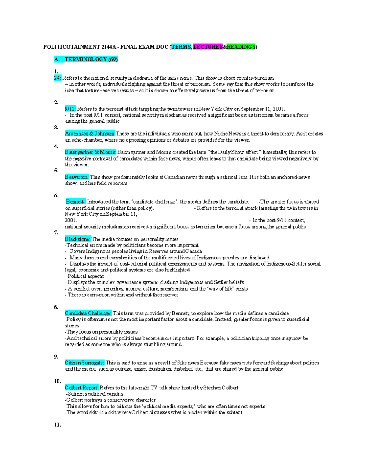 LEC+ Reading Notes Final DOC - POLITICOTAINMENT 2144A - FINAL EXAM DOC ...