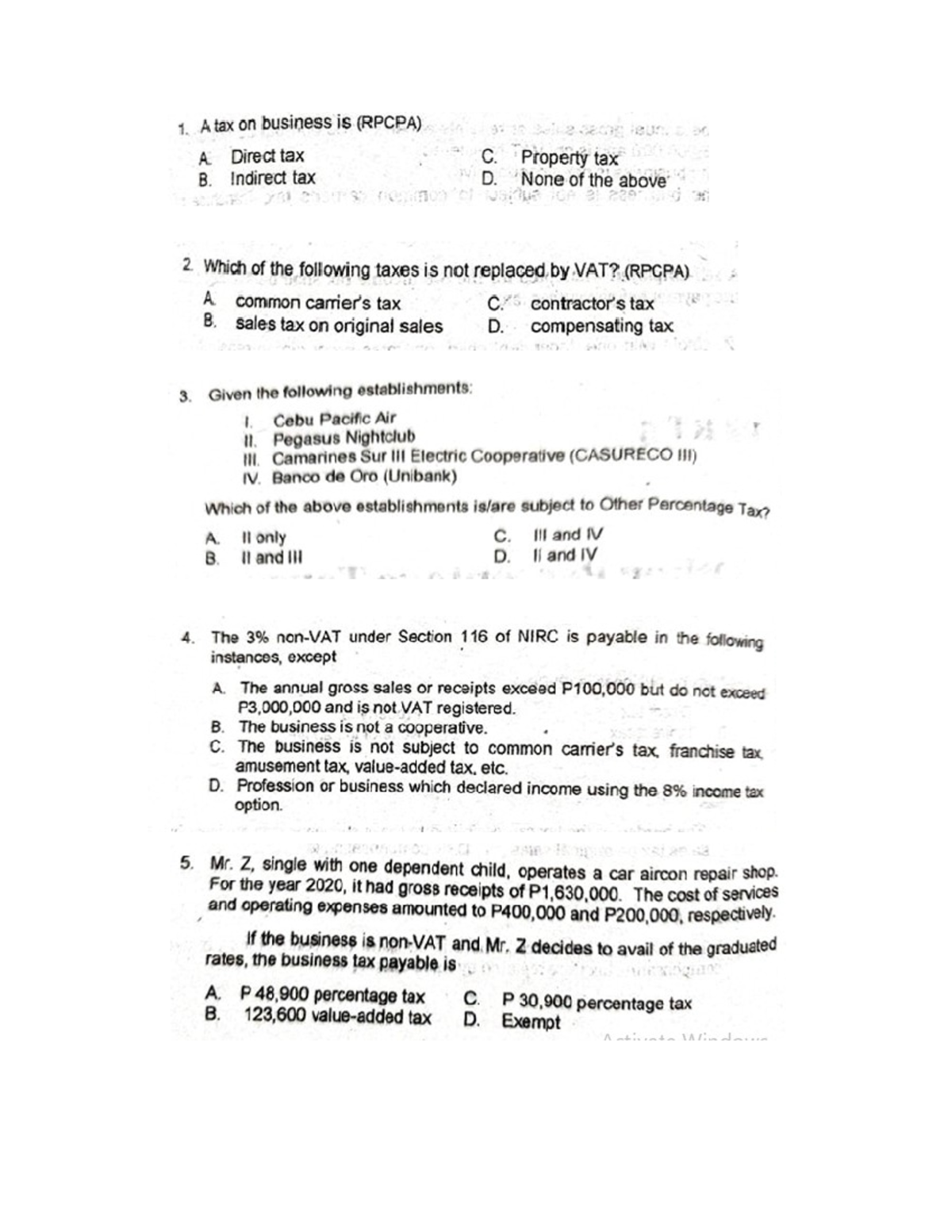 Assignment OPT Questionnaire-2 _ Taxation Lecture Notes - Inter Acco ...