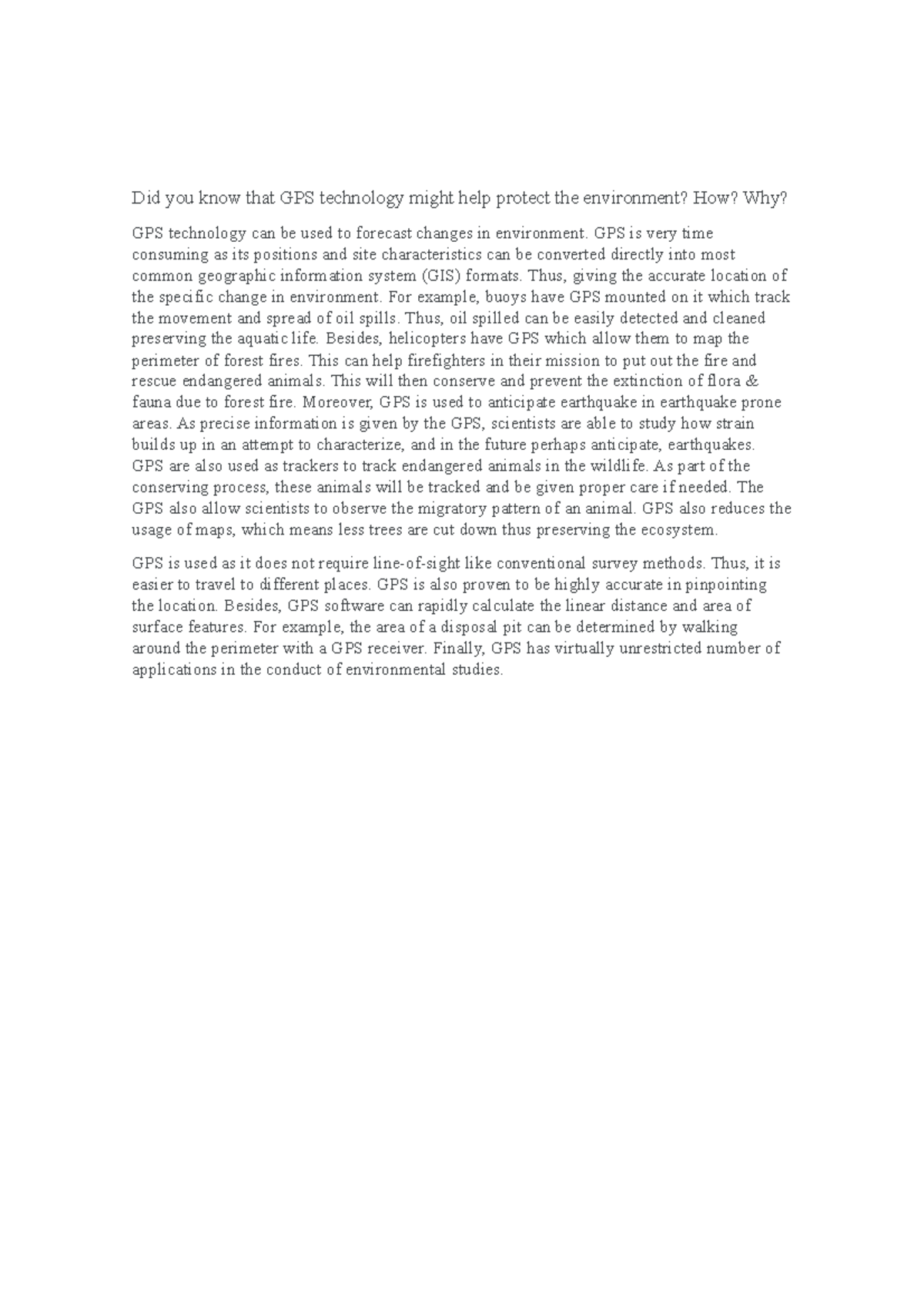 GPS extra question given during class Did you know that GPS