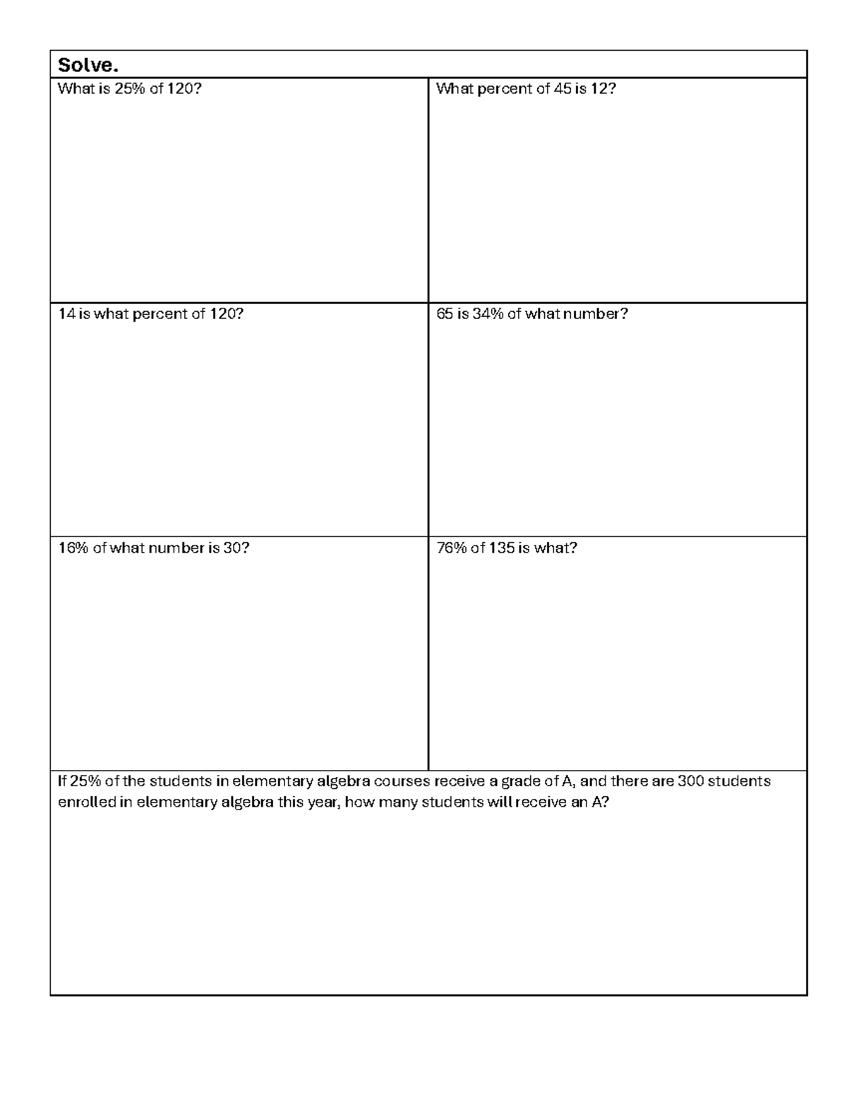 Pie Charts and Percents Homework - BSED Major in Mathematics - Solve ...