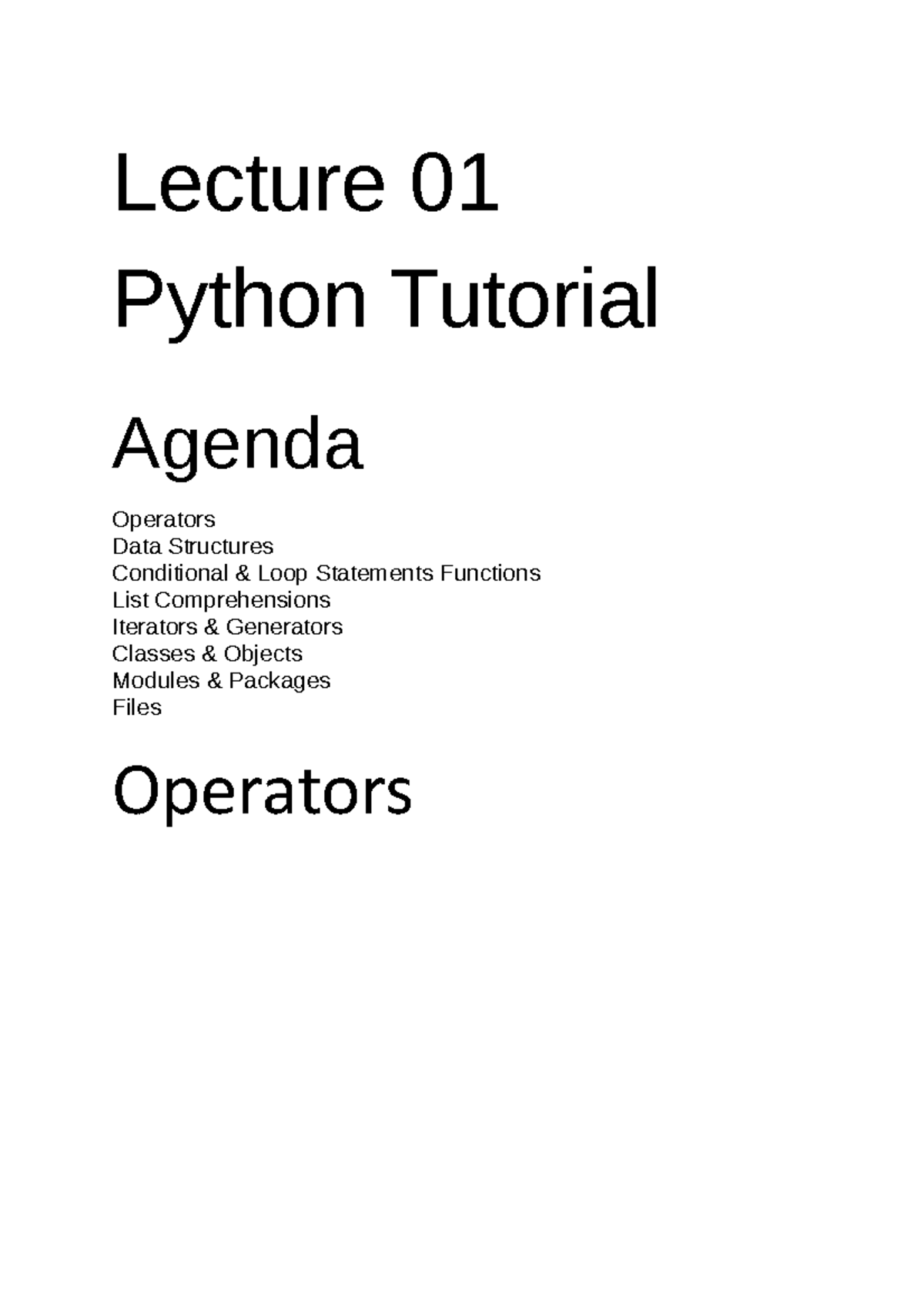 ML Lecture 01 - ML -Vejey - Lecture 01 Python Tutorial Agenda ...