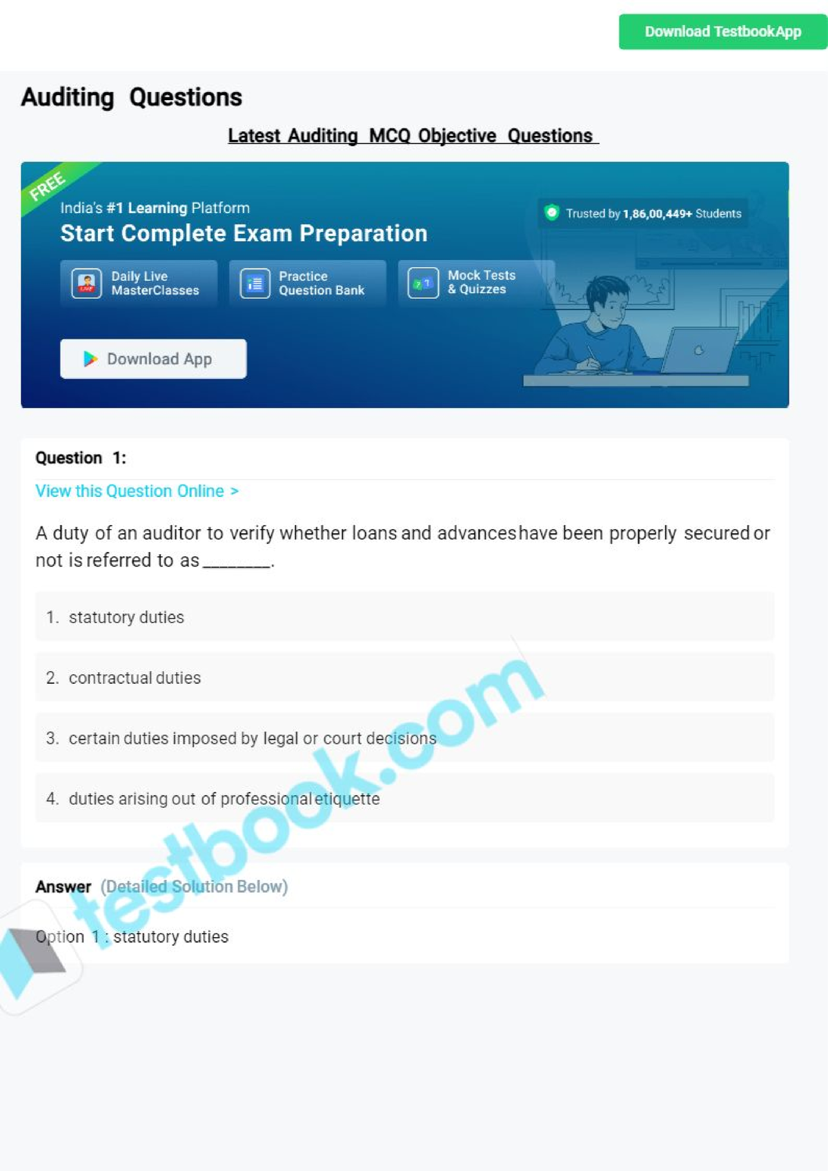 Mcq On Auditing 5f91691 F67f9e76164 D3fed0 - Auditing And Ethics - Studocu