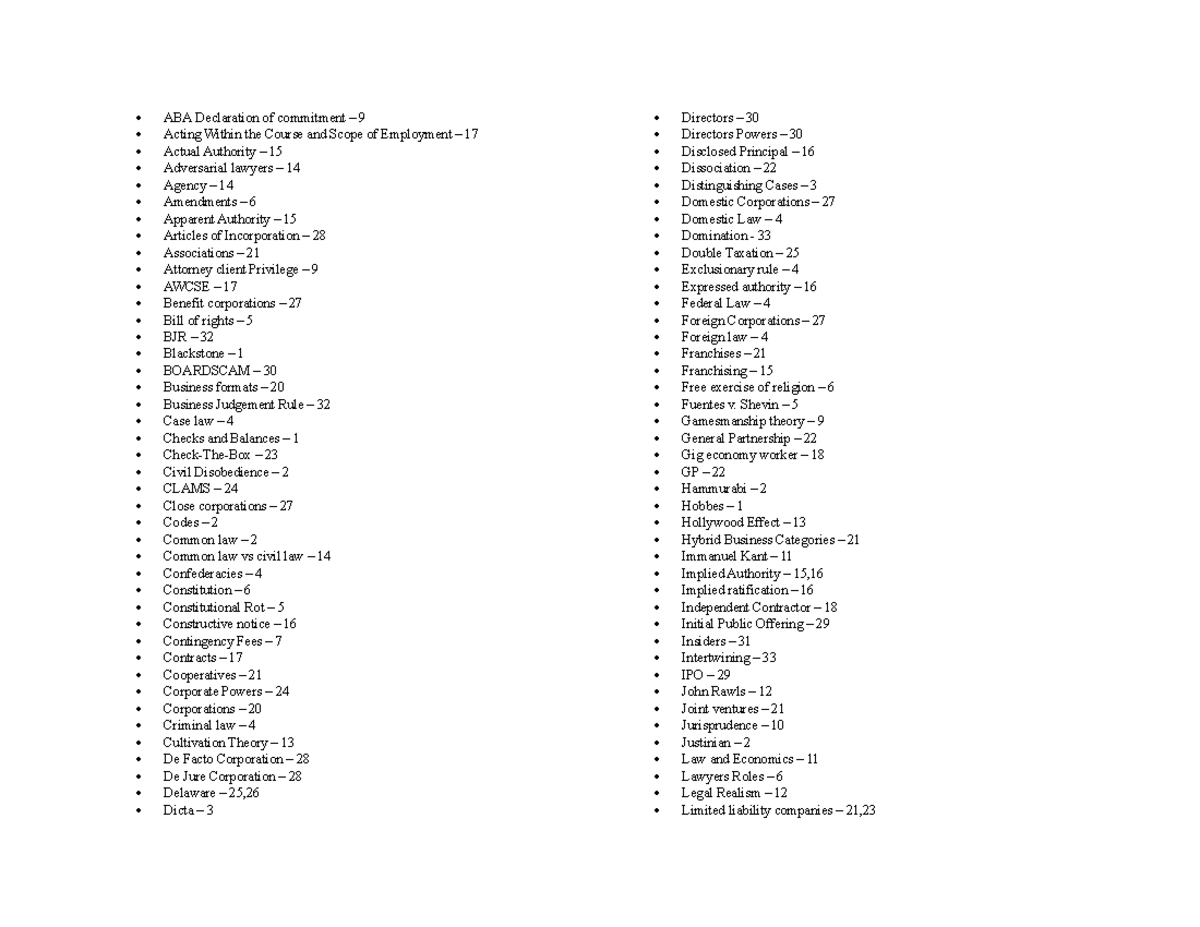 bul4310outline-index-week-1-2-lsb-notes-aba-declaration-of