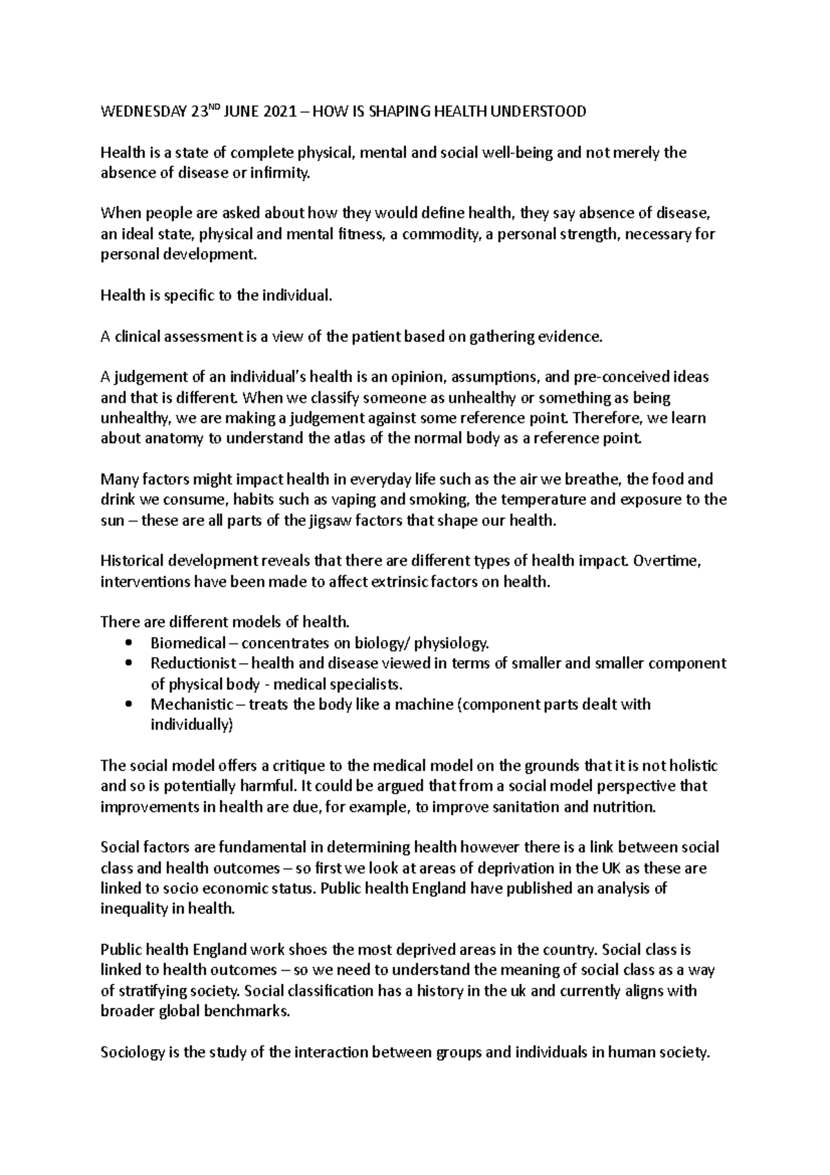 23.06.2021 - Shaping health understood - WEDNESDAY 23ND JUNE 2021 – HOW ...