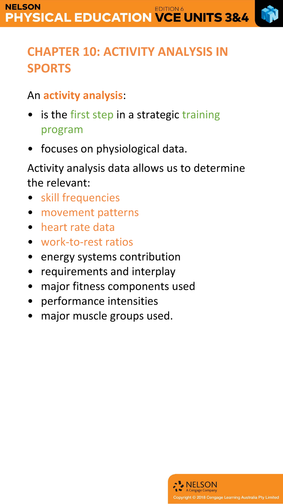 chap 10 pe notes - SPORTS An activity analysis: • is the first step in ...