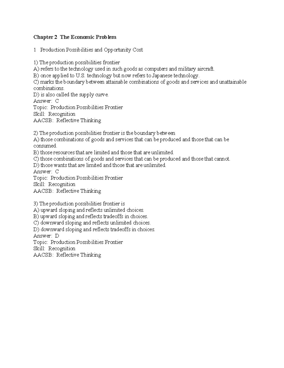 Chapter 2 questions - good to under stan d - Chapter 2 The Economic ...